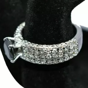 Diamond Black Ring White Gold Finish Wedding 4.25 Ct 925 Sterling Silver. - Picture 1 of 3