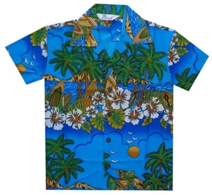 Camisa Alvish Boys Hawaiana Floral Hoja Playa Aloha Informal Fiesta Vacaciones Hawaii - Imagen 1 de 10