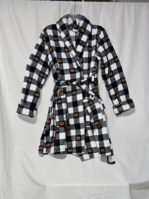 NUEVO CON ETIQUETAS Bata de Halloween Calabaza Noche Espeluznante Pequeña Damas Negra/Blanca Foto 1 de 4