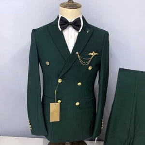 Men's Double Breasted Business Suit + Pant Formal Groom Tuxedo Party Prom Blazer - Picture 1 of 17