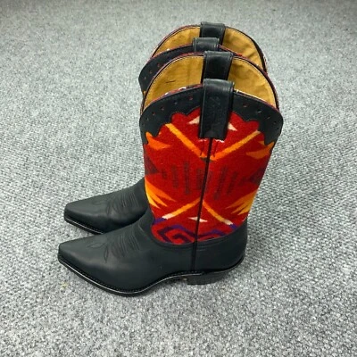 Boulet Paul Brodie Boots Womens Size 8 Red Pendelton Wool 12" Leather Cowgirl - Image 1 of 4