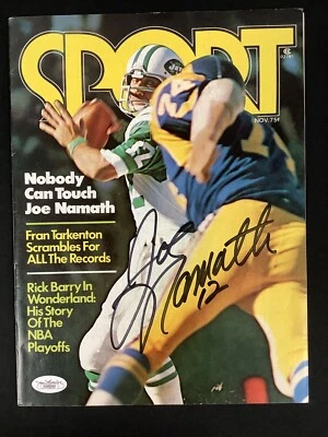 Joe Namath Signed Sport Mag Nov 75 No Label NY Jets Football Autograph HOF JSA - Image 1 of 4