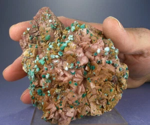SUPER COLORFUL ROSASITE CRYSTALS w FERROAN DOLOMITE, BOU BEKKER, MOROCCO - Picture 1 of 3