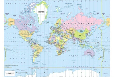 Mapa del mundo sin bandera impresiones artísticas póster fondo tela colgante cuadro Foto 1 de 4