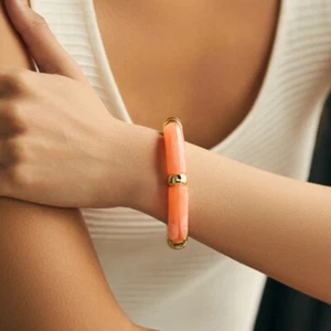 Stretchy Bohemia Style Bracelets Beaded Curved Tube Bangle Women - Picture 1 of 18