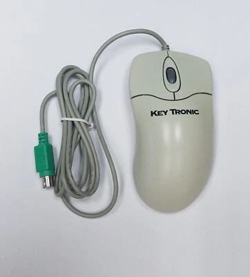 Vintage Key Tronic P801 PS2 3 Button Ball Mouse Scroll Wheel Beige - Image 1 of 3