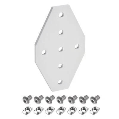 Esquina Soporte Placa Cruz 60x100mm 7 Orificio Junta Kit Aluminio Perfil Blancos - Imagen 1 de 4