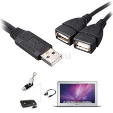 USB 2.0 A Male To 2 Dual USB Female Y Splitter Hub Power OTG Adapter Cable Cord