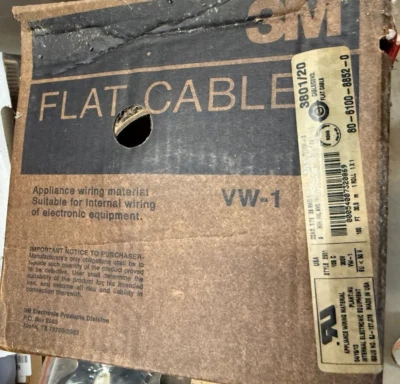 3M 3801/20 100ft Flat RIBBON Cable Appliance wiring material 100 feet/26 AWG NEW - Image 1 of 3