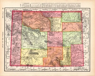 1907 Antique Map of Wyoming Gallery Wall Decor Vintage Wyoming State Map 1211 - Image 1 of 3