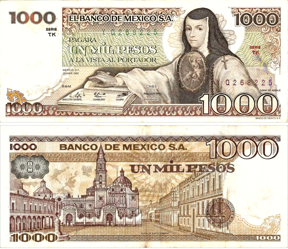 México, 1000 Pesos, Banco de México, 3-25-1982, Serie TK, S/N YQ268225, P-76d Foto 1 de 1