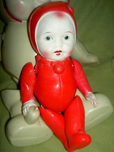SWEET 8" jointed celluloid, baby doll toy with bottle, mkd OCCUPIED JAPAN 1940s  - Picture 1 of 8