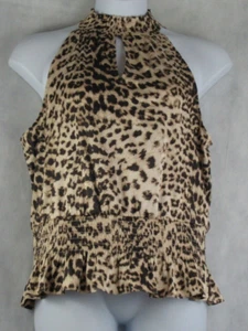 INC Women's Smocked-Waist Sleeveless Keyhole Top, Cheetah Animal Print, Medium - Picture 1 of 2