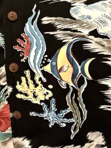 Kahala Rayon Duke Kahanamoku Atomic Fish Hawaiian Aloha Shirt Avanti Spooner - Picture 1 of 14