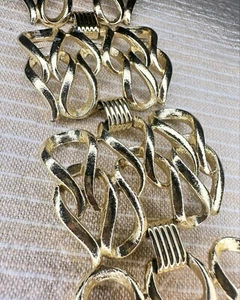 Sarah Coventry Bracelet Wide Statement Articulated Scroll Filigree GoldTone 7” - Picture 1 of 10