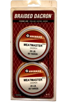 Línea de pesca Gudebrod Meatmaster trenzada Dacron negra 25 lb prueba 50 yardas paquete de 2 Foto 1 de 4