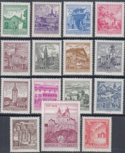 AUSTRIA Sc# 688-702 CPL MNH BUILDING TYPES - Picture 1 of 1
