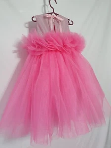Girl Pink Tulle & Sequin Design Dress Size 10-12 Barbie pink fluffy shiny dress - Picture 1 of 5