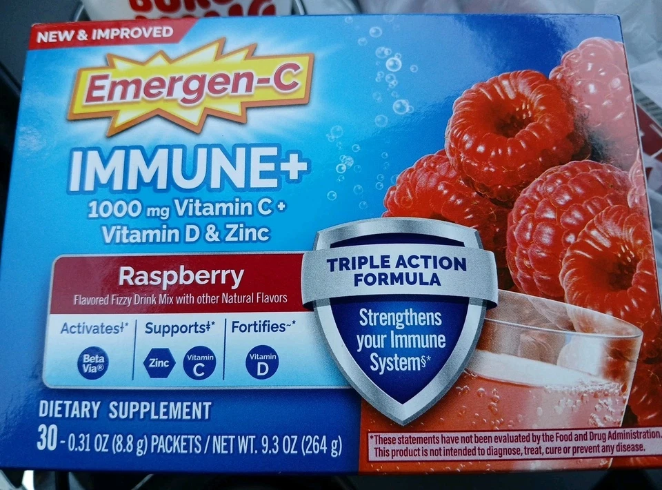Emergen-C Immune+ Support Vitamin C Vitamin D Zinc Rasberry 1000mg - Image 1 of 1