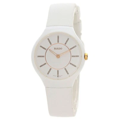 RADO True Thinline Analog Quartz White Dial Ceramic Rubber Ladies Wristwatch — 第 1/4 张图片