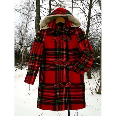 Abrigo Mujer Wendy Miss Pequeño Rojo Lana a Cuadros Irlandés Tweed Con Capucha De Colección Años 60 70 Foto 1 de 4