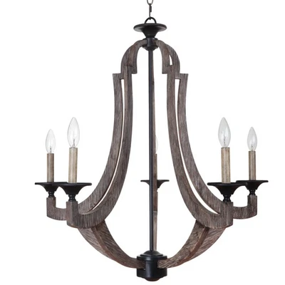 Araña estilo vela Craftmade 35125 Winton 5 luces 30" W - madera Foto 1 de 2