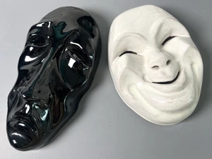 Vintage Frankoma TRAGEDY & Comedy Pottery Wall Masks 118T 118C - Picture 1 of 6