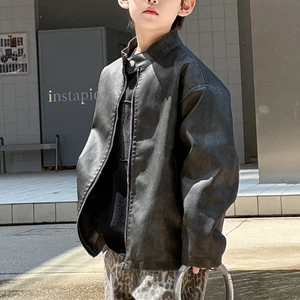 New Kids Children Faux Leather Jacket Casual Spring Fall Boys PU Coats Outerwear - Picture 1 of 21