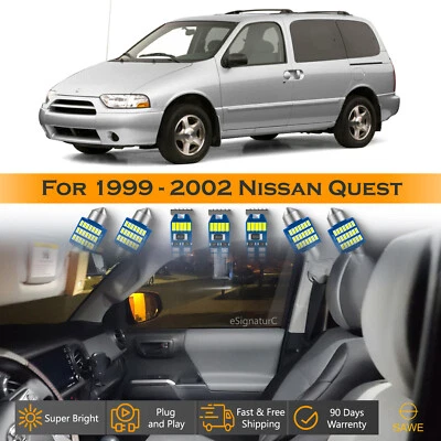 14 x Ultra White LED Lights Interior Package Kit For 1999 - 2002 Nissan Quest - Image 1 of 4