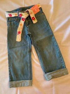 Gymboree Fairy Fashionable Flower Belted Denim Capri Pants Sz 7 Slim NWT - Picture 1 of 3