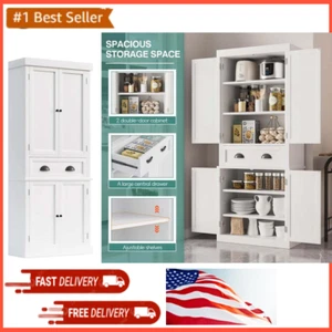 Tall Kitchen Storage Cabinet, 72" Wood Pantry with Adjustable Shelves & Large - Picture 1 of 8