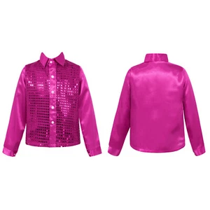 Kids Boys Sequin Shiny Jacket Stage Performance Coat Wedding Party Dancewear - Picture 1 of 129