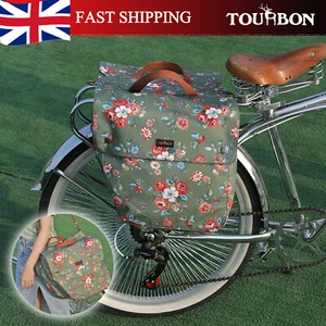 TOURBON Bike Double Pannier Women Bicycle Rear Market Shopping Cycling Bag Gift - Picture 1 of 24