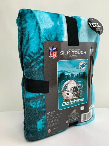 New NFL Miami Dolphins Silk Touch Plush Super Soft Blanket X-Large 60"x80" Cover