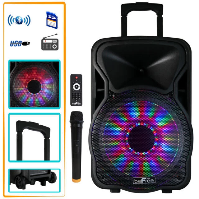 Altavoz de fiesta BeFree Sound Bluetooth con woofer iluminador (BFS-4400) con micrófono Foto 1 de 1