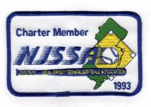 Parche de costura de softbol senior de miembro charter de Nueva Jersey 1993 - Imagen 1 de 1