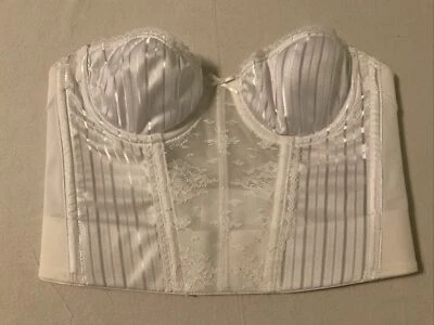 Sujetador Longline Vintage Lady Manhattan 34A Blanco Bustier Espalda Baja Sin Tirantes 8921 Foto 1 de 4