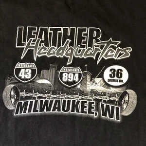 Camiseta vintage de cuero para hombre Milwaukee negra motocicleta talla grande - Imagen 1 de 6