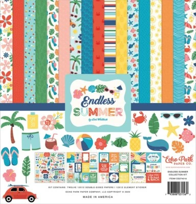 Echo Park ENDLESS SUMMER 12x12 Collection Kit Scrapbook Planner Beach Sea Sand - Image 1 of 4