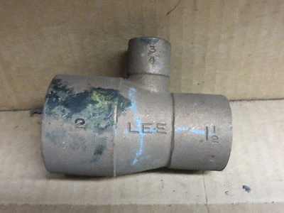 tee BRASS  2" sweat x 1-1/2" sweat x 3/4' sweat  NOS FITTING LEE BRAND - Image 1 of 4