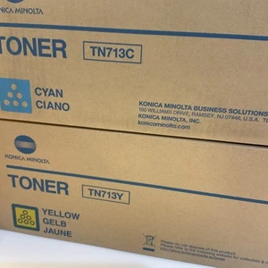 Konica Minolta TN713C Cyan NA9K8430 & TN713Y Yellow Toner A9K8230 New OEM - Afbeelding 1 van 4