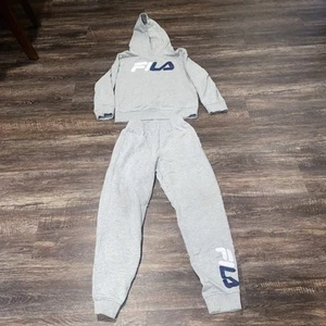 Fila Boys Long Sleeve Gray Pullover Hoodie Sweatshirt And Sweat Pants M10 - Picture 1 of 8