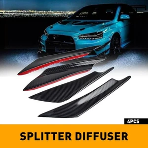 4x Auto Car Fiber Bumper Carbon Lip Splitter Fin Diffuser Protector Canard Top - Picture 1 of 11