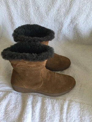Fitflop женщин замши стриженный мех с подкладкой рулон вниз ботильоны коричневый размер 5 США/36EU - Изображение 1 из 4
