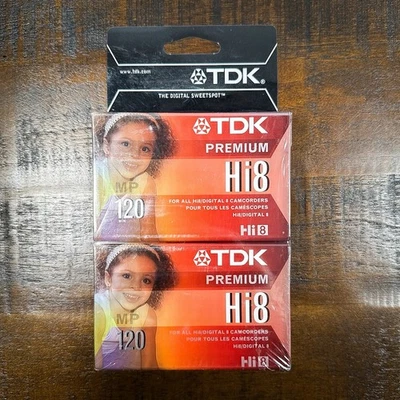 Filmadora TDK Premium Hi8 120 min fita em branco P6-120HP novo lote lacrado de 2 - Imagem 1 de 4