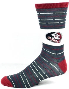 Florida State Seminoles Gray with Red Thin Crew Socks  - Picture 1 of 3