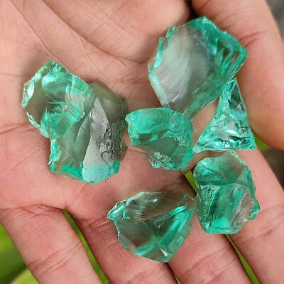 Piedra preciosa natural de amatista verde brasileña sin cortar certificada 210 quilates 7 piezas Foto 1 de 4