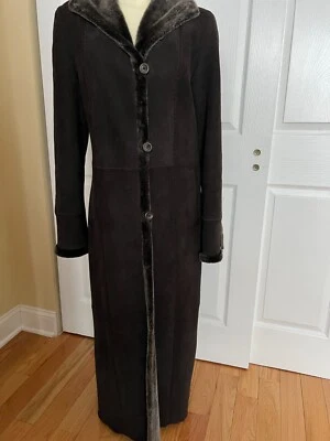 Abrigo marrón piel de cordero de oveja de Maximillion en Bloomingdales talla S Foto 1 de 4