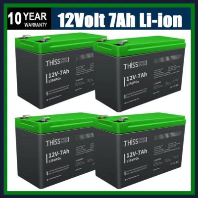1/2PCS  12V 7Ah LiFePO4 Deep Cycle Lithium Battery for RV System Marine LOT - Image 1 of 4