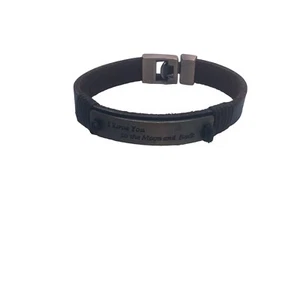 Stainless Steel Leather Bracelet Men's Leather Rope Wrist Bracelet - Picture 1 of 6